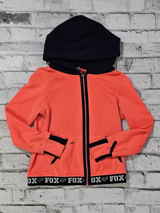 Fox Tops - Fox Racing Neon Coral Full Zip Hoodie Thumbhole Athletic Jacket Medium
